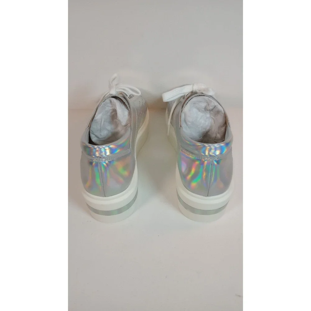 NEW/Box Linea Paolo Kendra-L Leather Sneaker Women's Silver Iridescent Size 9 M
